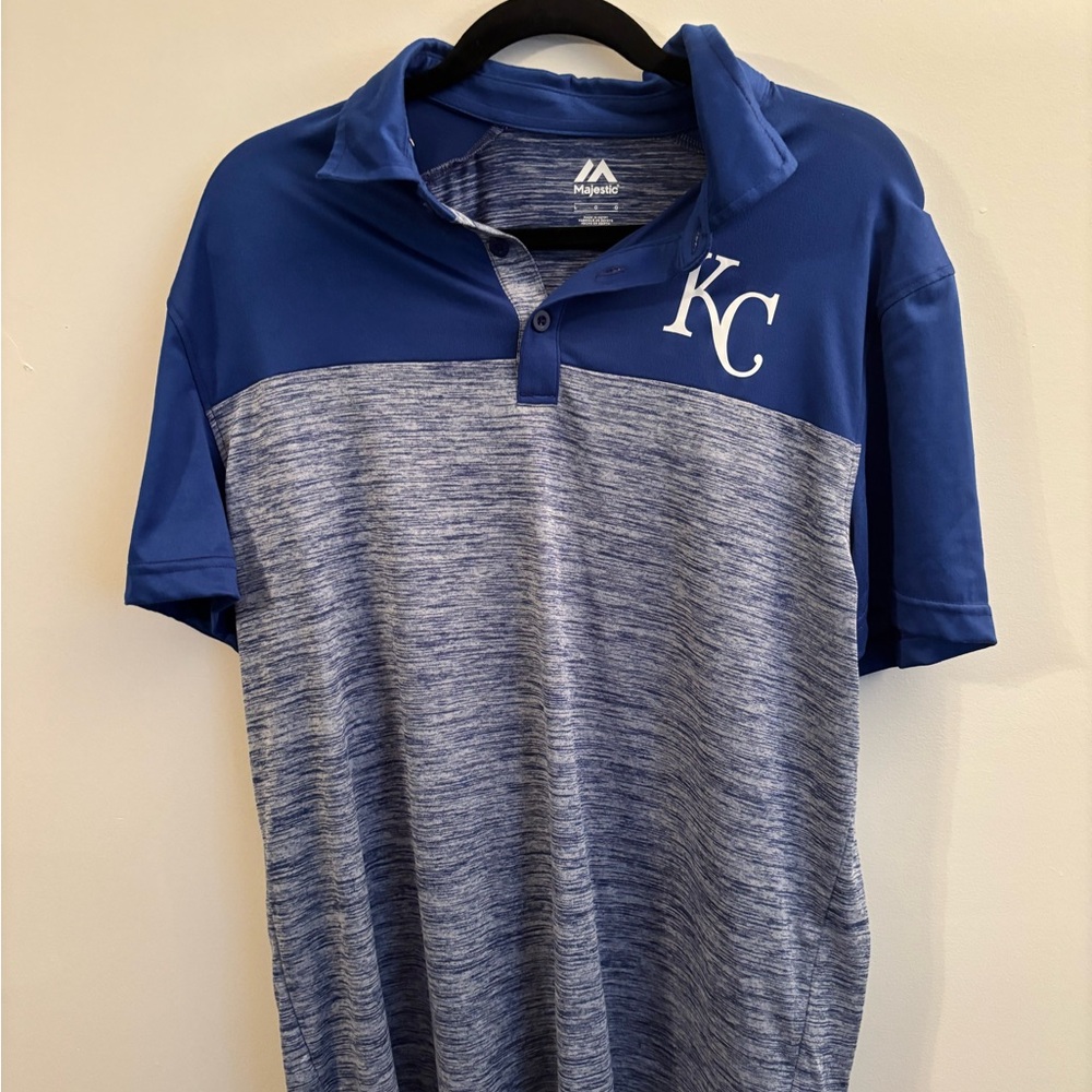 Majestic Blue and Gray Polo Shirt